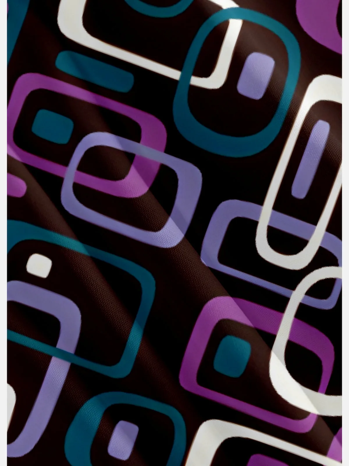 Men's Iconic 70s Pattern in Purple Short Sleeve Shirt
