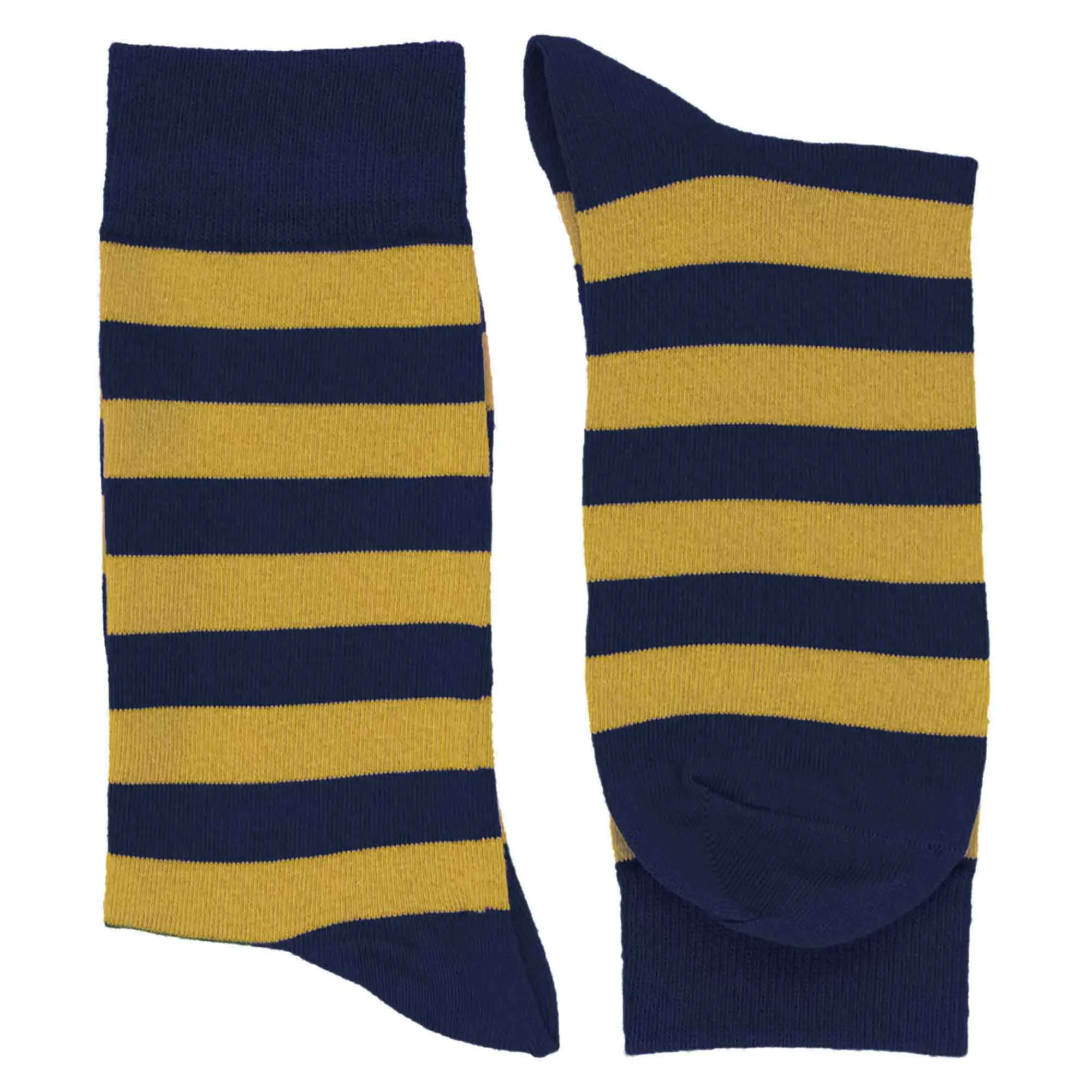 Men's Navy Blue and Gold Striped Socks