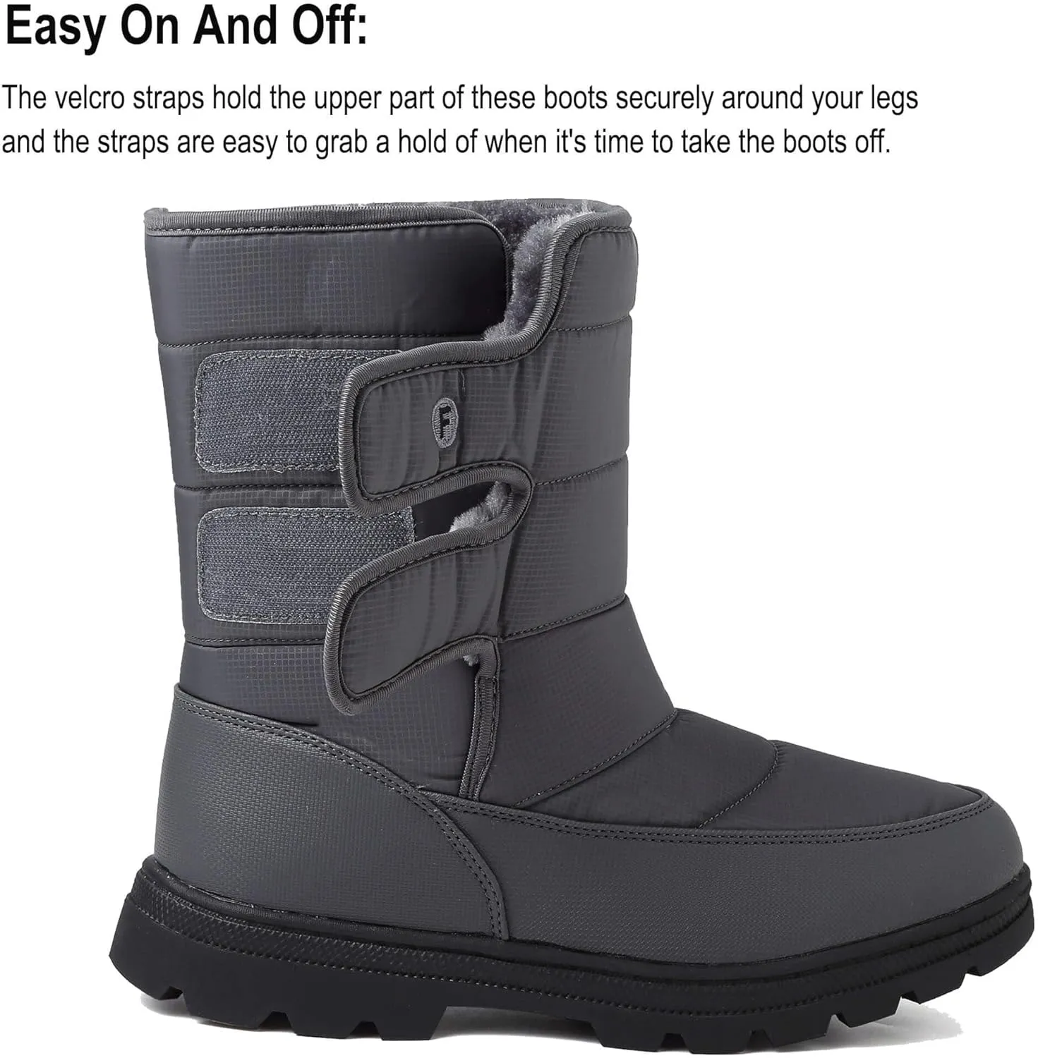 Mens Snow Boots Womens Winter Boots Waterproof Fur Lined Warm Lightweight Ankle Boots High Top Slip On Anti-Slip Casual Outdoor Shoes Booties