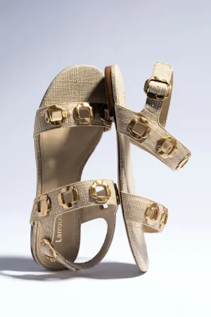 Milan Flat Sandal In Beige Raffia