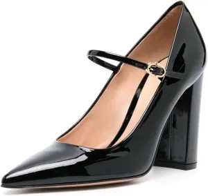 miss left Women's Retro Closed Pointy Toe Mary Jane Pumps Slender Ankle Strap Chunky High Heels Cute Dressy Dance Ballroom Shoes Size 4-16 US