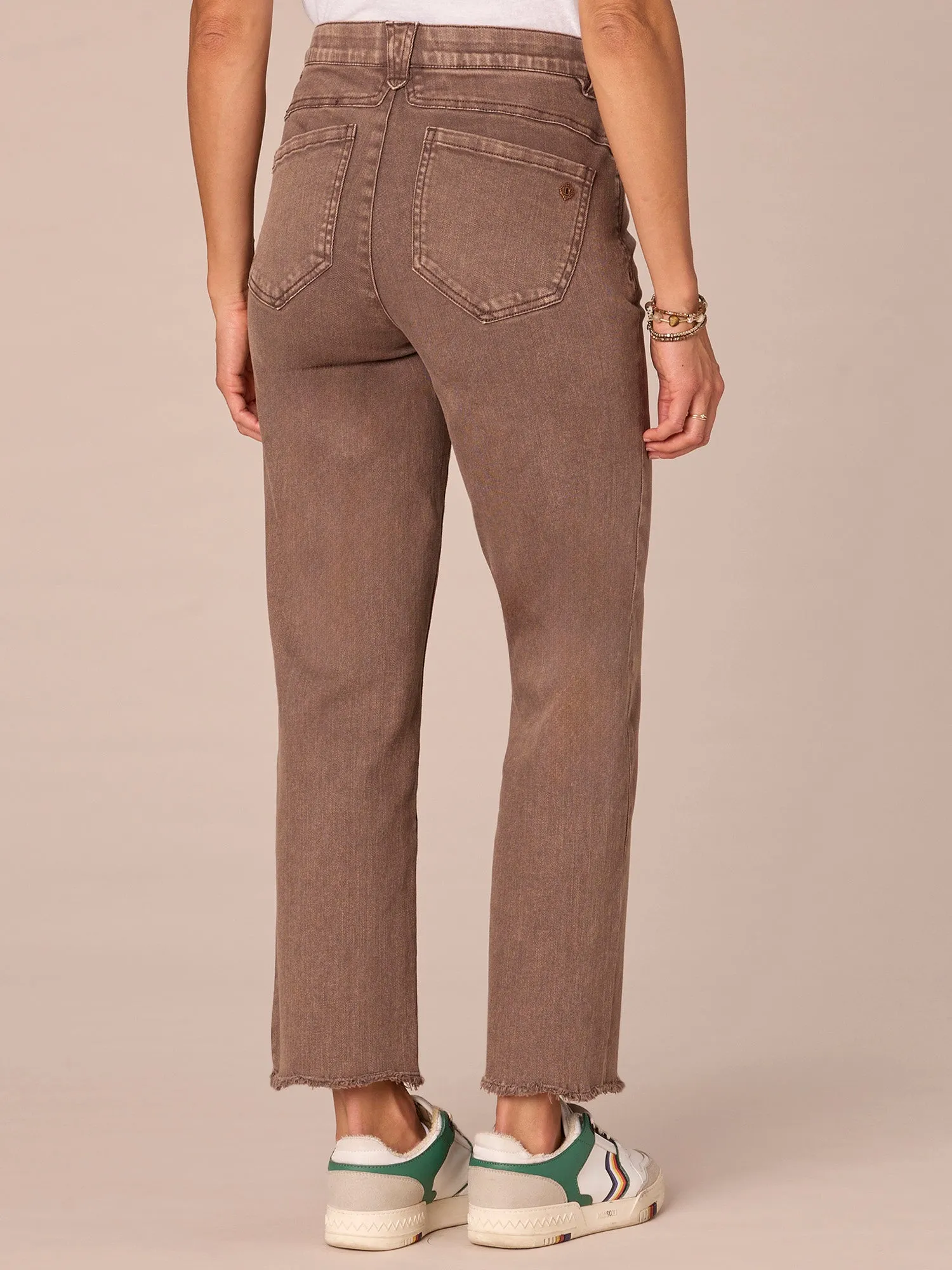 "Ab"solution High Rise Round Up Boyfriend Jeans with Destroyed Hem