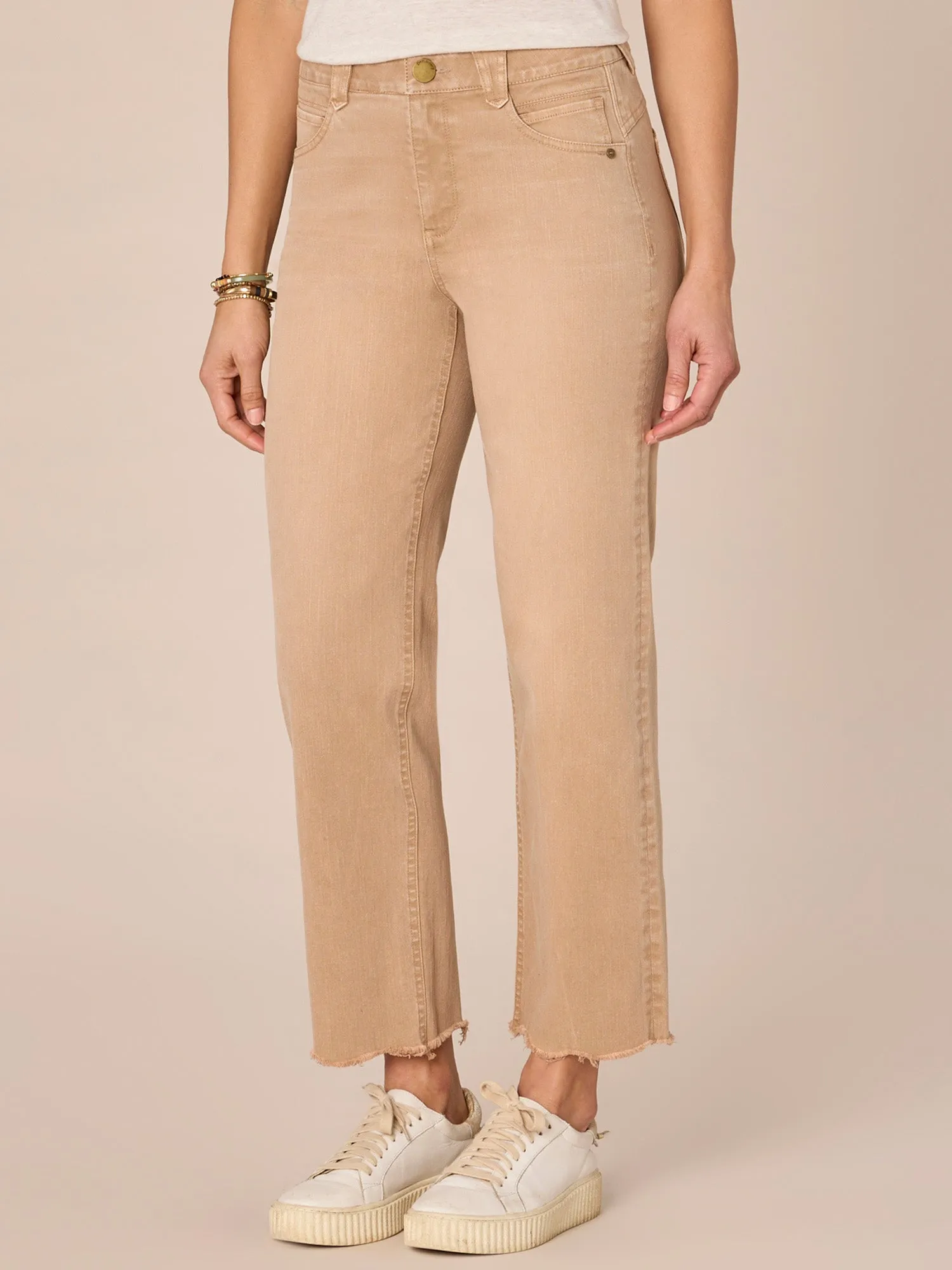 "Ab"solution High Rise Round Up Boyfriend Jeans with Destroyed Hem
