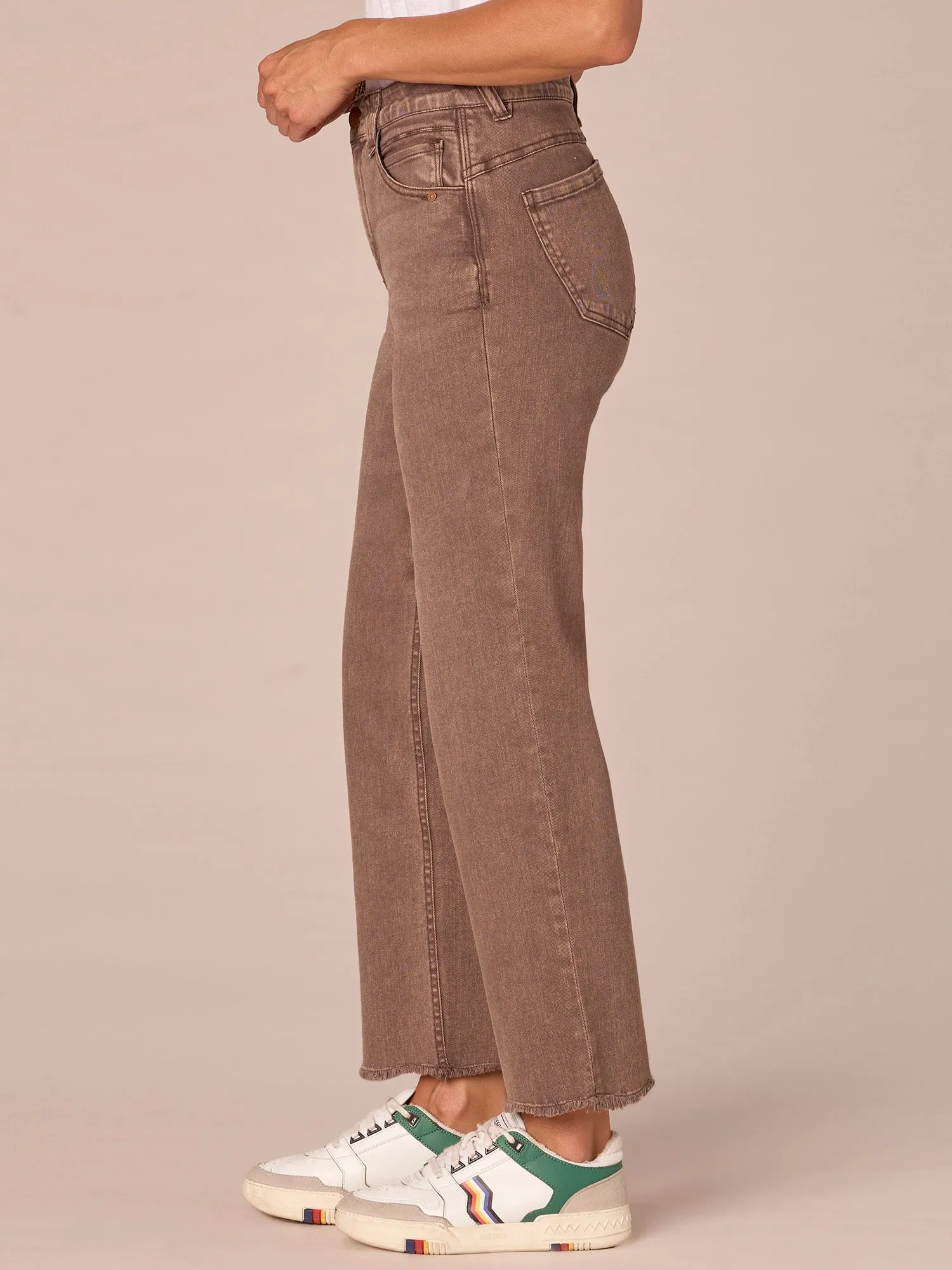 "Ab"solution High Rise Round Up Boyfriend Jeans with Destroyed Hem