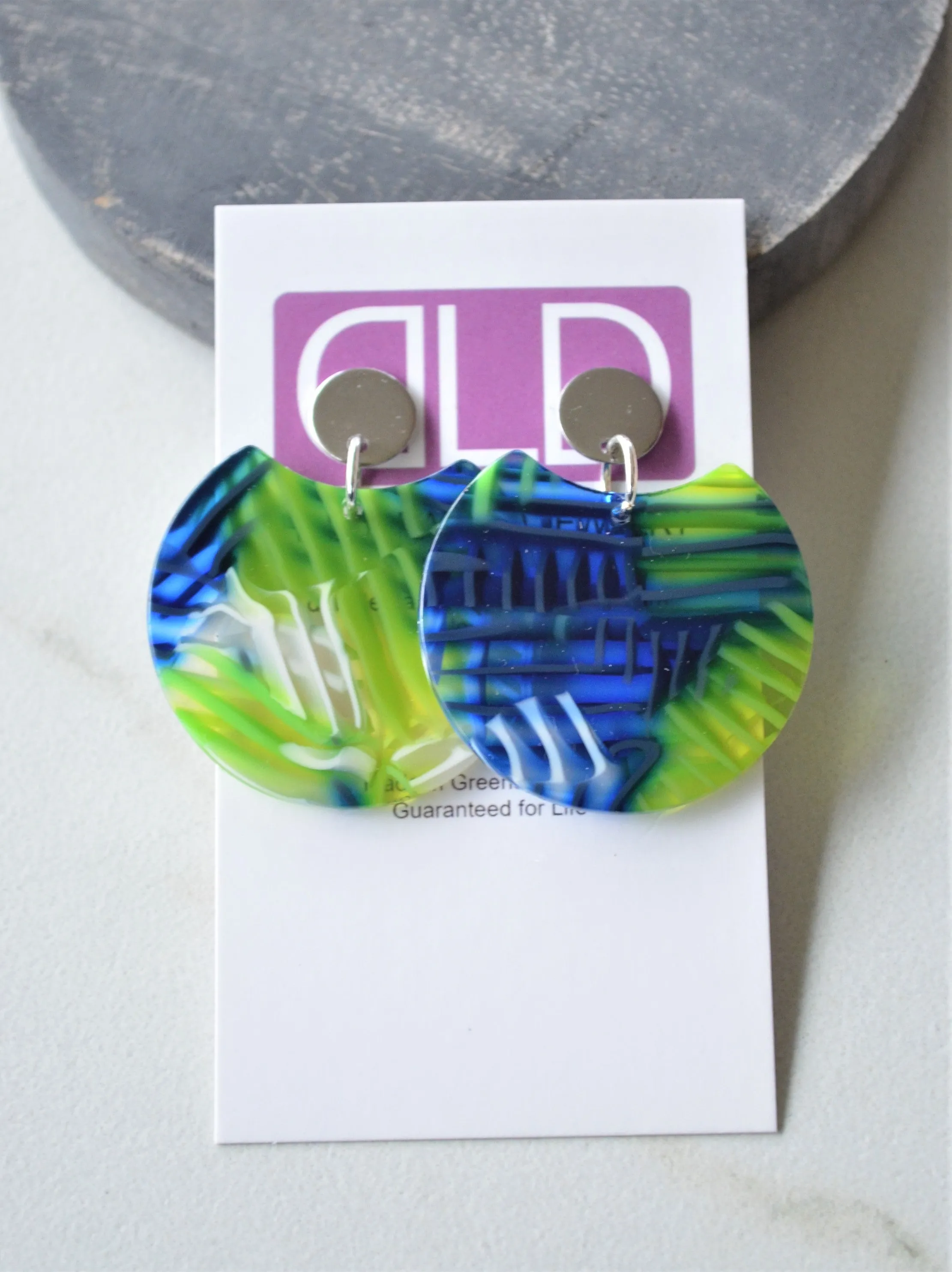 Red Yellow White Blue Green Earrings Lucite Big Acrylic Dangle Earrings - Hanna