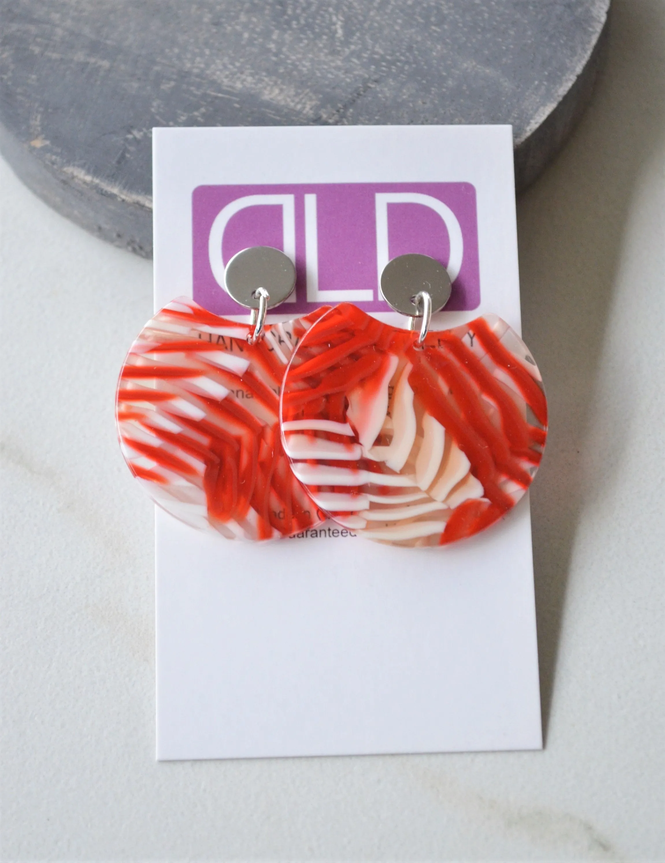Red Yellow White Blue Green Earrings Lucite Big Acrylic Dangle Earrings - Hanna