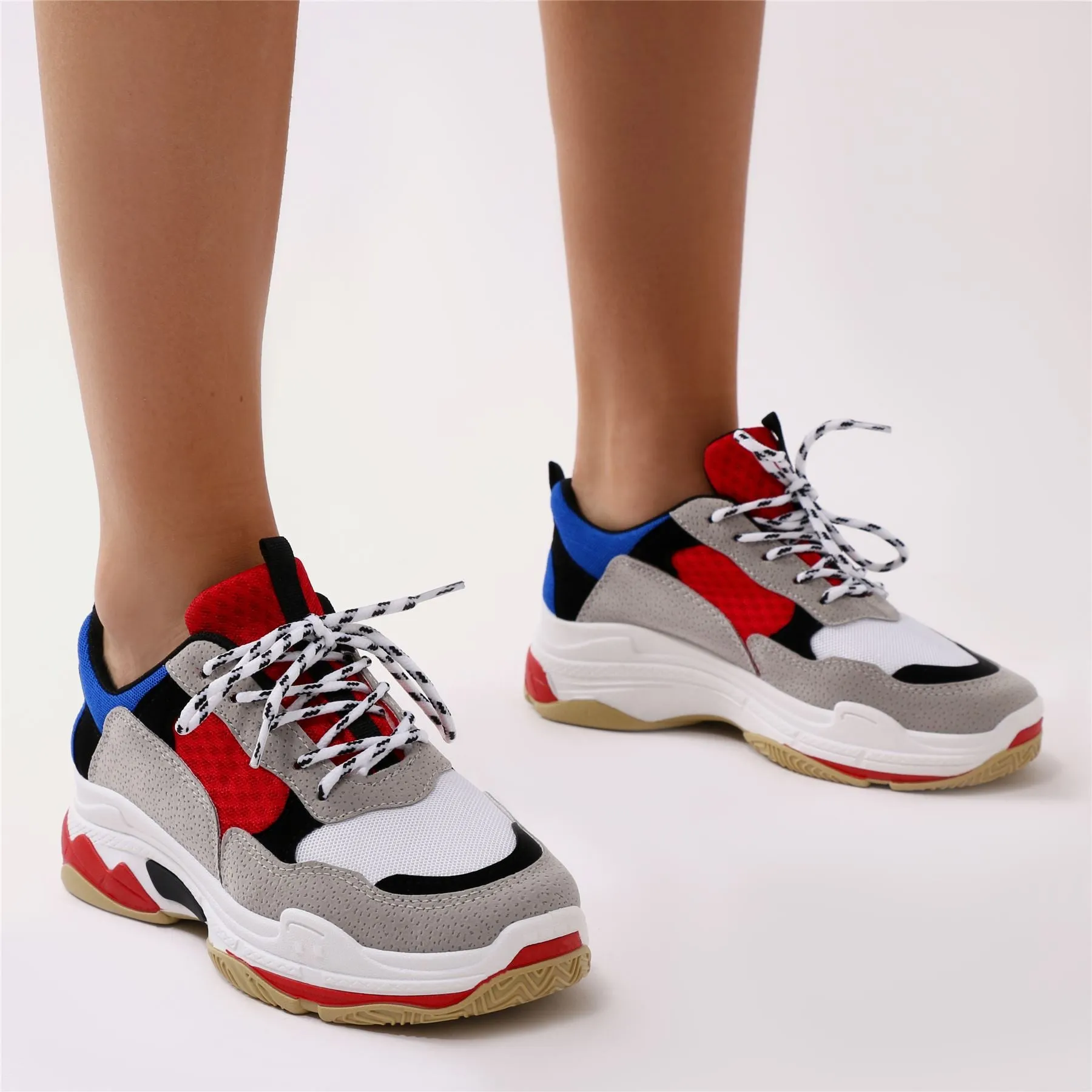 Revival Chunky Trainers in Red