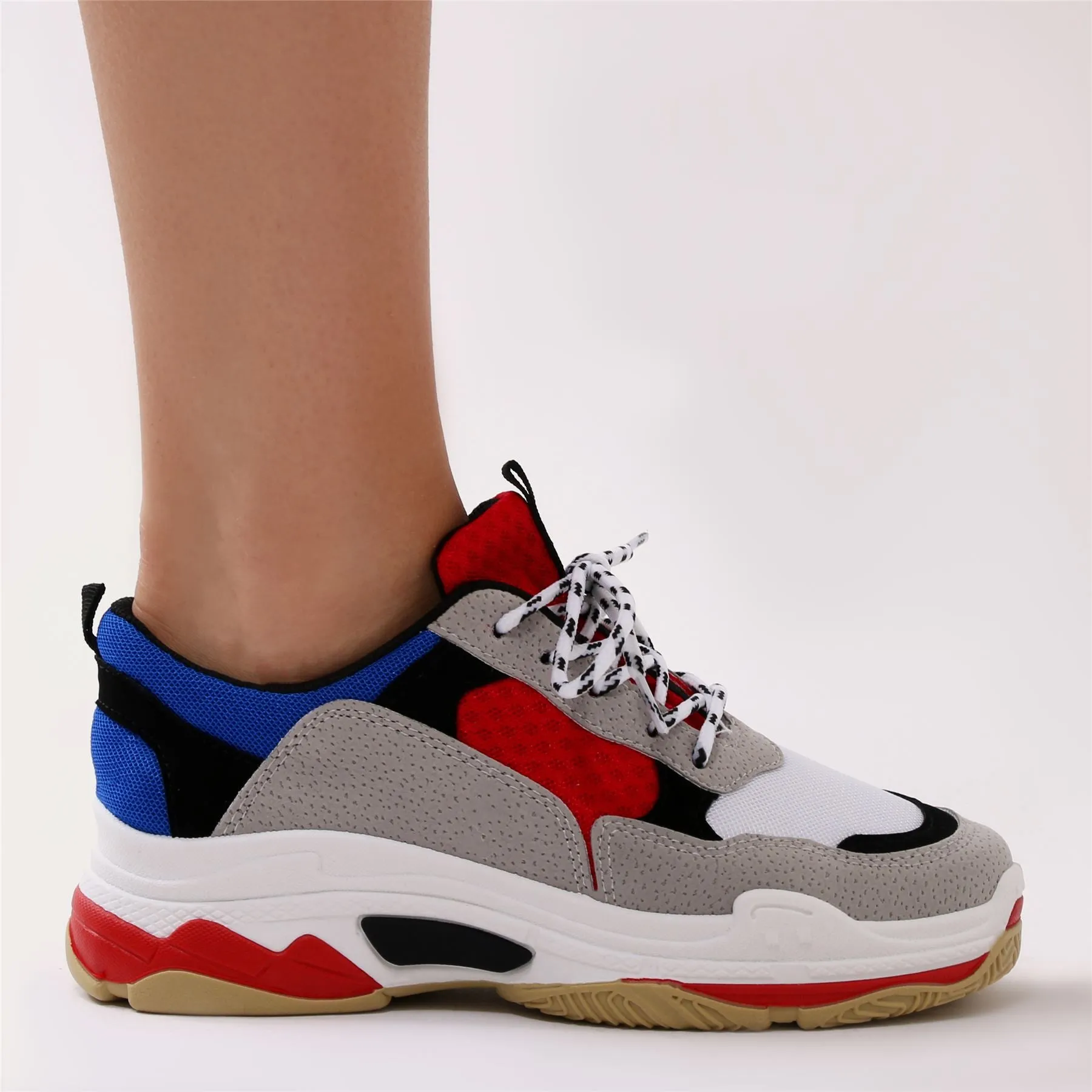 Revival Chunky Trainers in Red