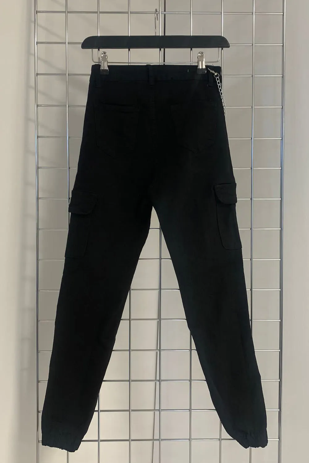 Ruby Black Chain Detail Skinny Cargo Trousers