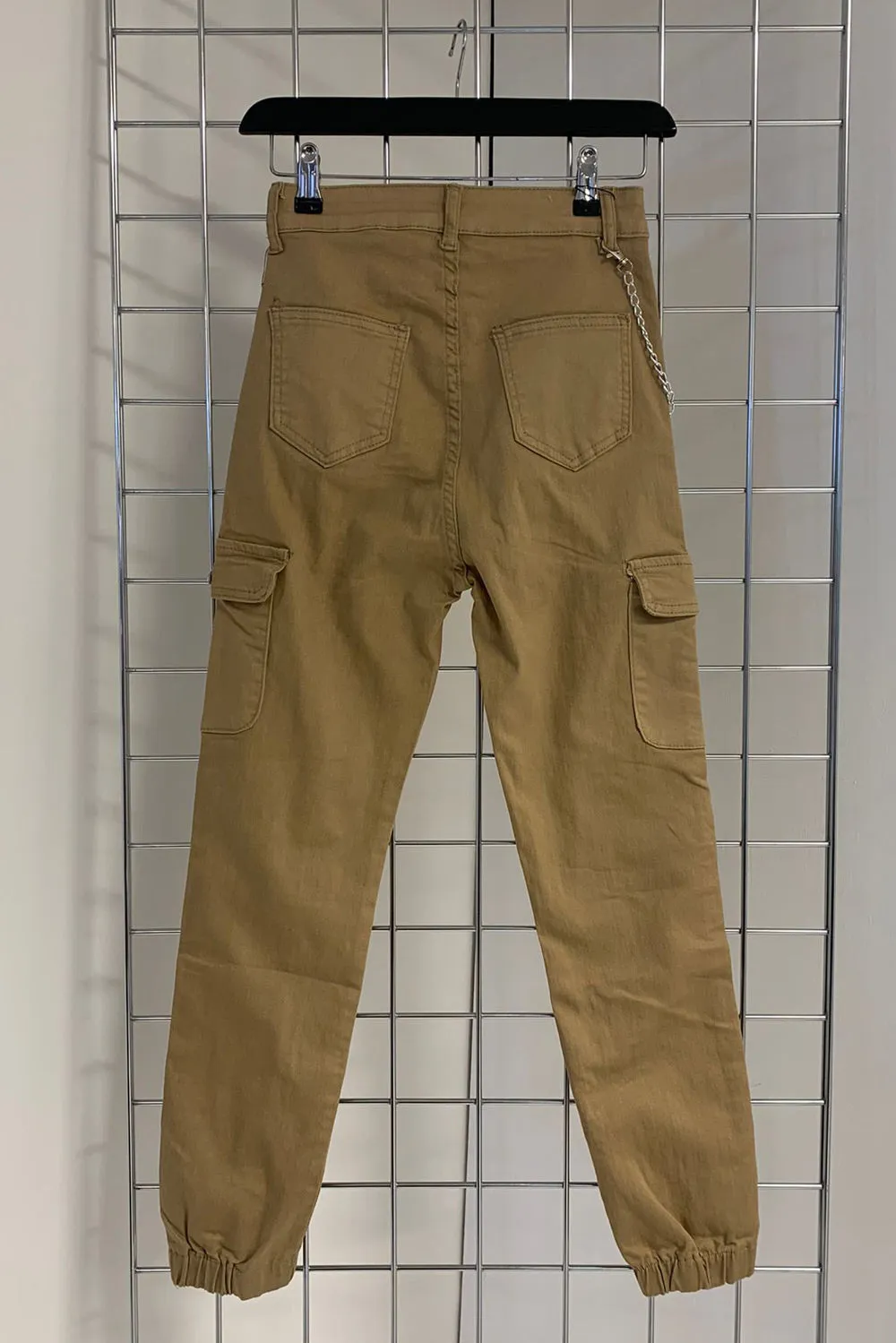 Ruby Camel Chain Detail Skinny Cargo Trousers