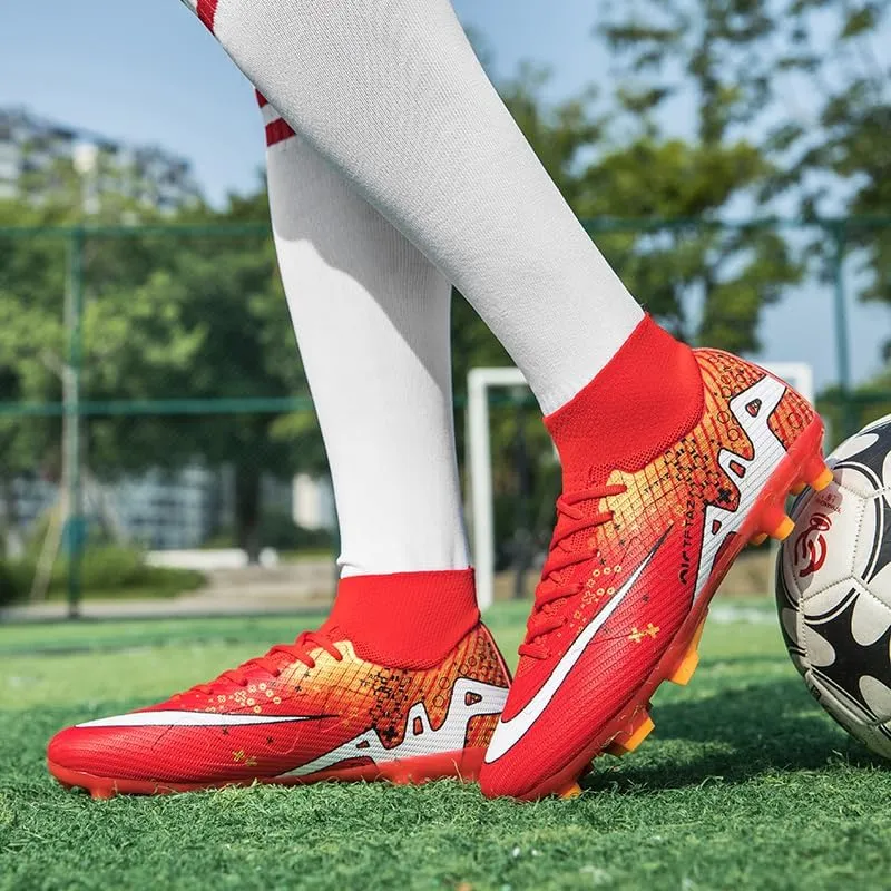Soccer Cleats Mens Football Cleats Professional Soccer Shoes High-Tops Non-Slip Spikes for Big Boys Wide Training Sneaker Outdoor Indoor for AG/FG/TF Football Boots