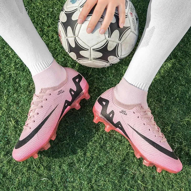 Soccer Cleats Mens Football Cleats Professional Soccer Shoes High-Tops Non-Slip Spikes for Big Boys Wide Training Sneaker Outdoor Indoor for AG/FG/TF Football Boots
