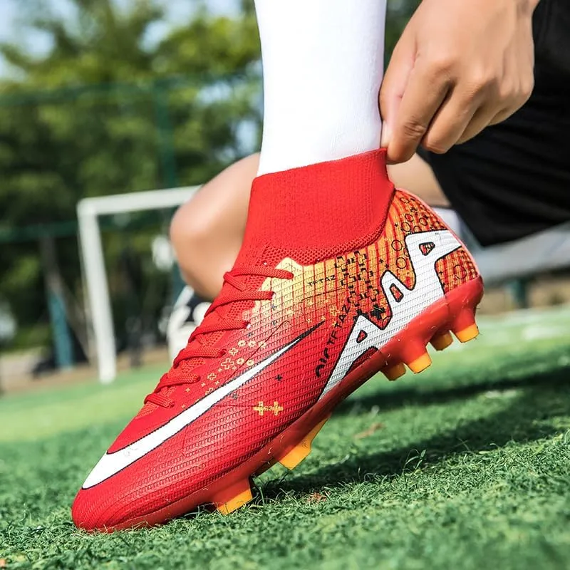 Soccer Cleats Mens Football Cleats Professional Soccer Shoes High-Tops Non-Slip Spikes for Big Boys Wide Training Sneaker Outdoor Indoor for AG/FG/TF Football Boots