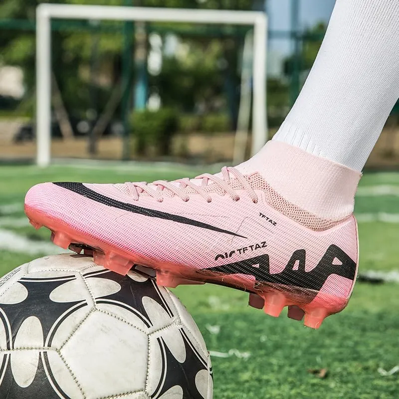 Soccer Cleats Mens Football Cleats Professional Soccer Shoes High-Tops Non-Slip Spikes for Big Boys Wide Training Sneaker Outdoor Indoor for AG/FG/TF Football Boots