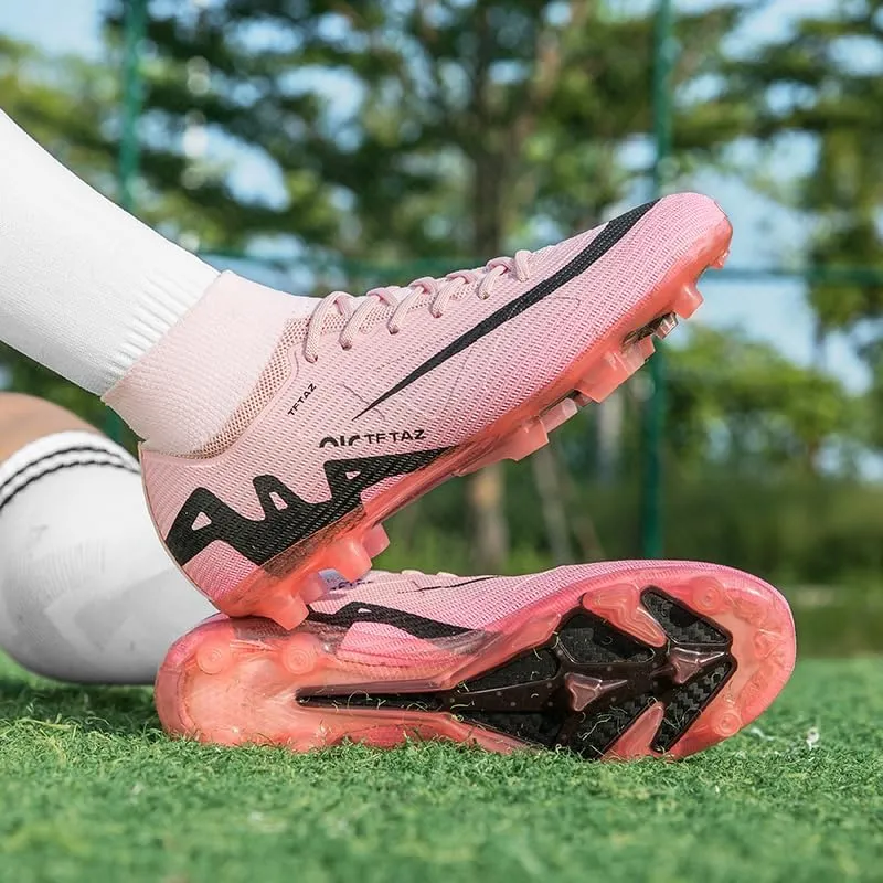 Soccer Cleats Mens Football Cleats Professional Soccer Shoes High-Tops Non-Slip Spikes for Big Boys Wide Training Sneaker Outdoor Indoor for AG/FG/TF Football Boots