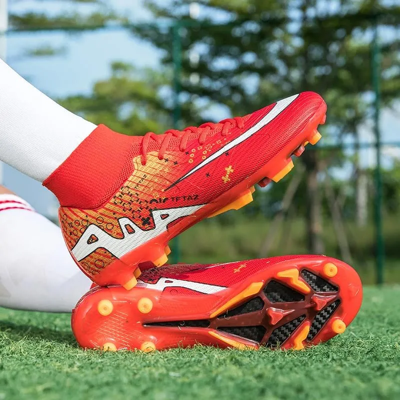 Soccer Cleats Mens Football Cleats Professional Soccer Shoes High-Tops Non-Slip Spikes for Big Boys Wide Training Sneaker Outdoor Indoor for AG/FG/TF Football Boots