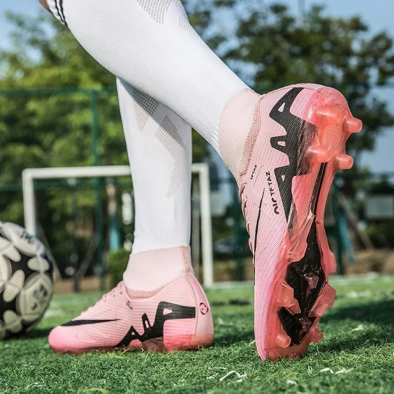 Soccer Cleats Mens Football Cleats Professional Soccer Shoes High-Tops Non-Slip Spikes for Big Boys Wide Training Sneaker Outdoor Indoor for AG/FG/TF Football Boots