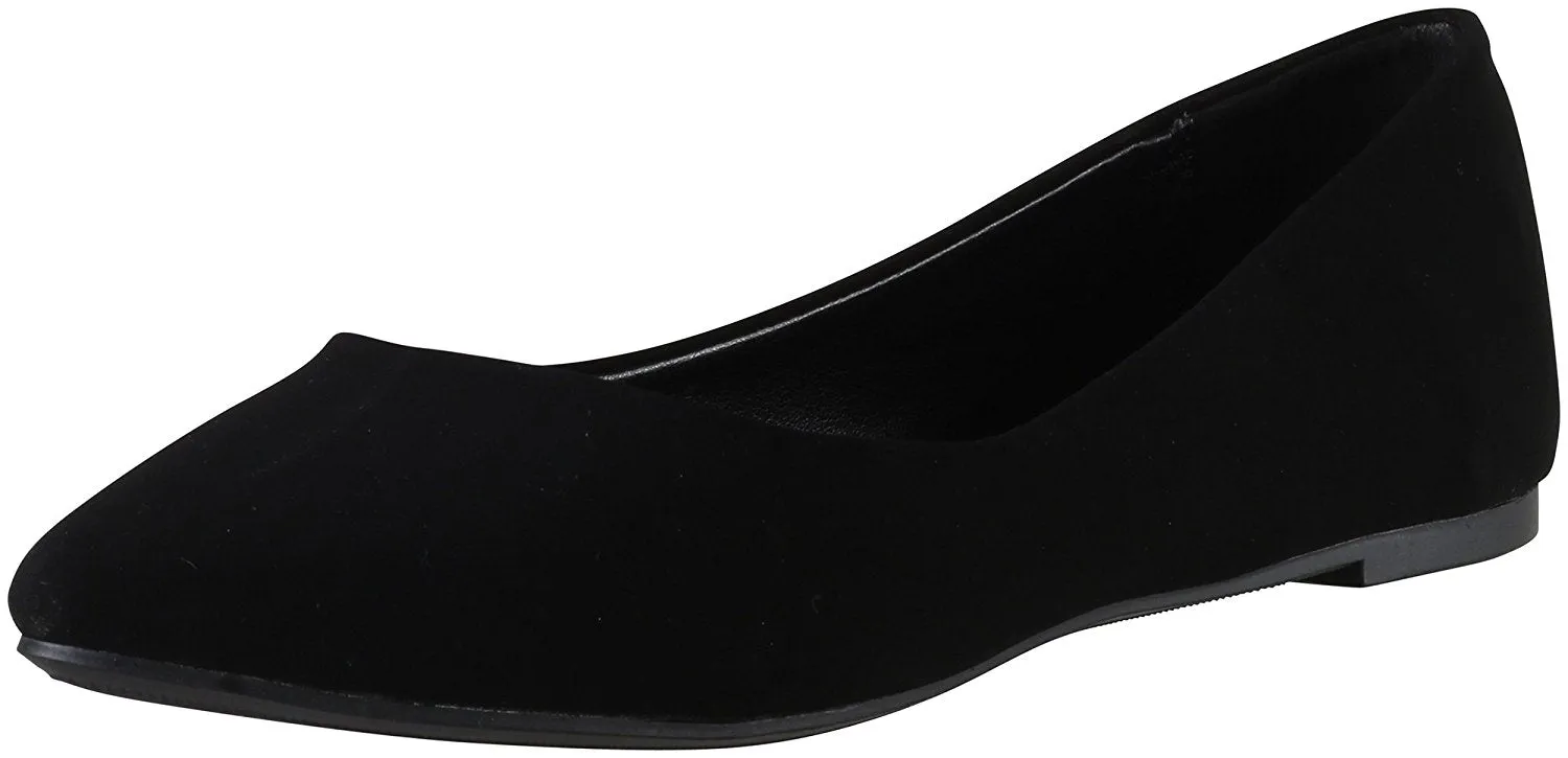 Soda Shoes Women's Redbud Pointy Toe Flat Memory Foam