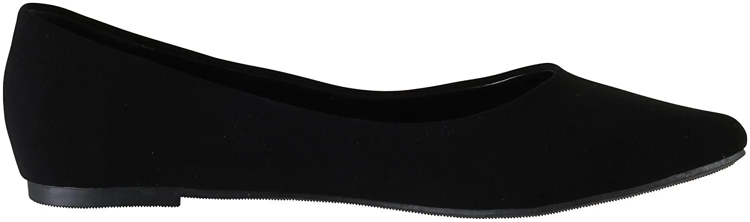 Soda Shoes Women's Redbud Pointy Toe Flat Memory Foam