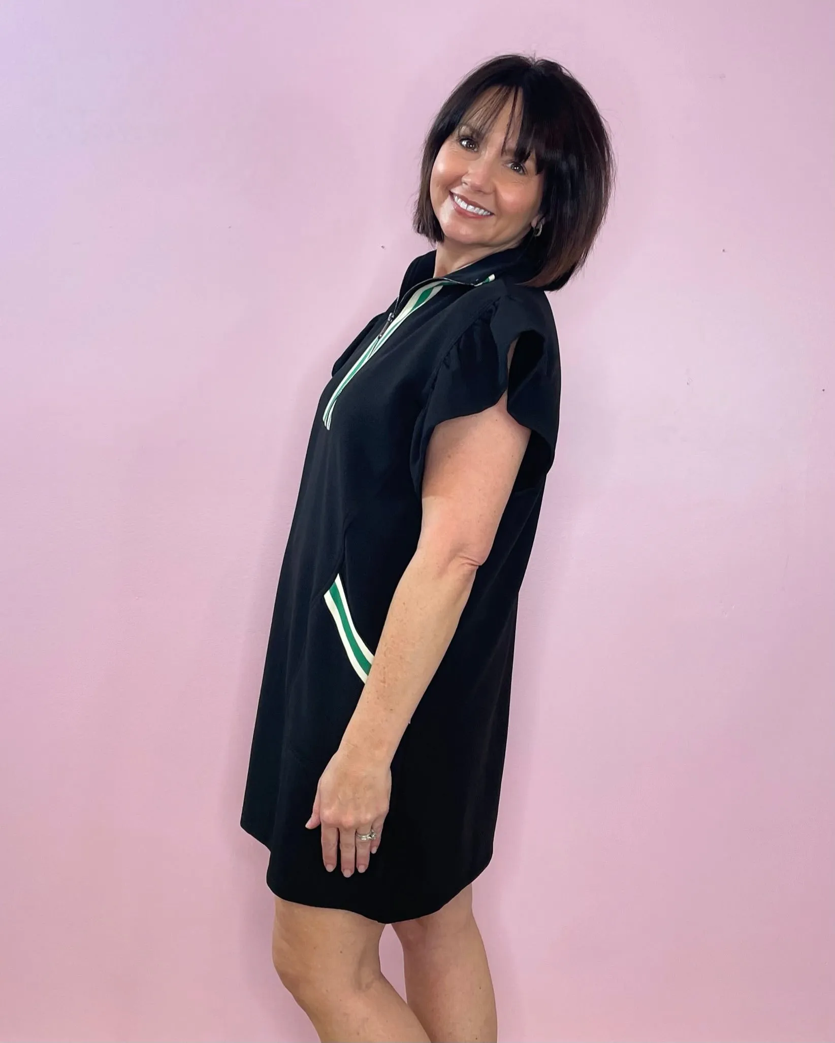 Sporty Chic Flutter Sleeve Dress