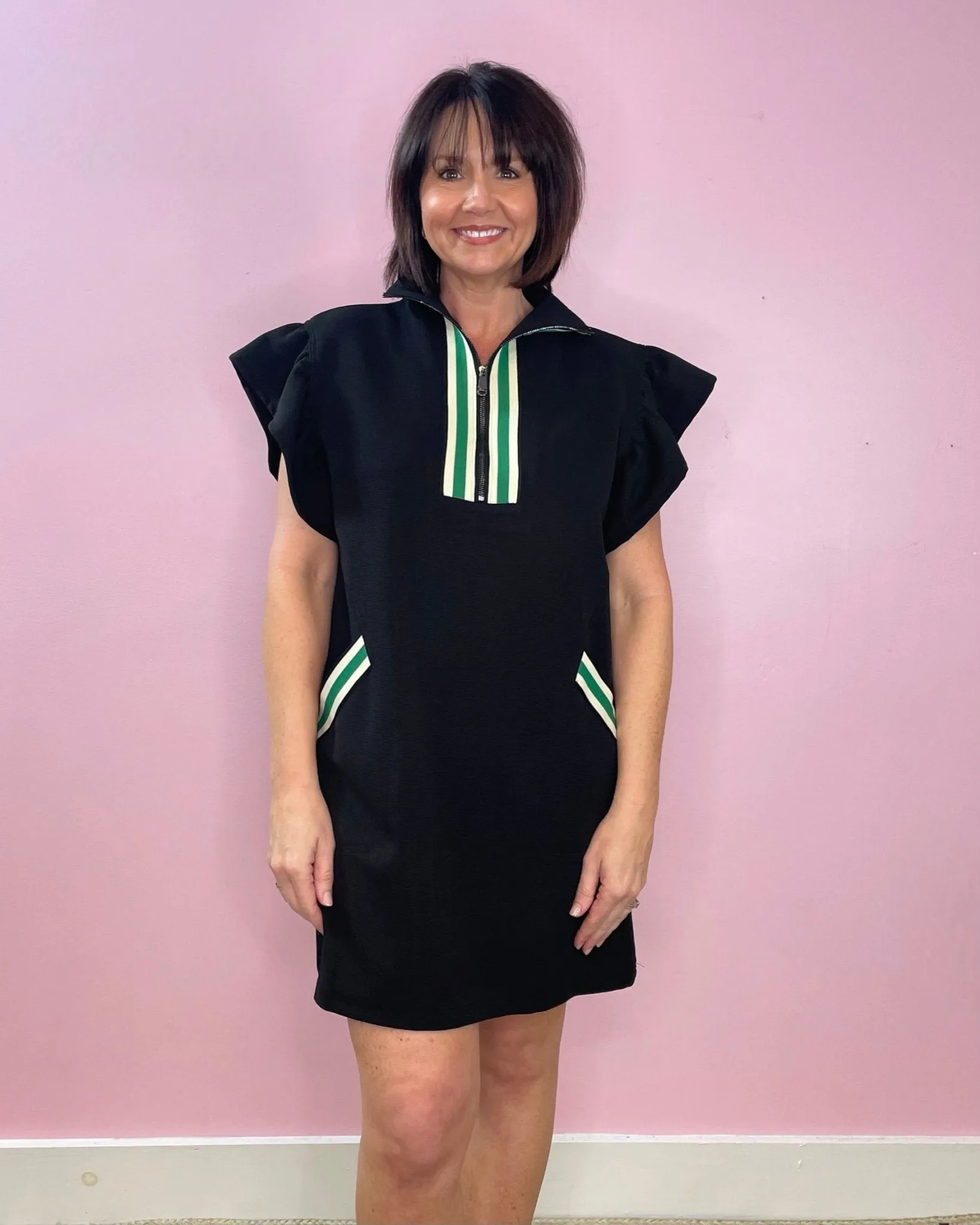 Sporty Chic Flutter Sleeve Dress