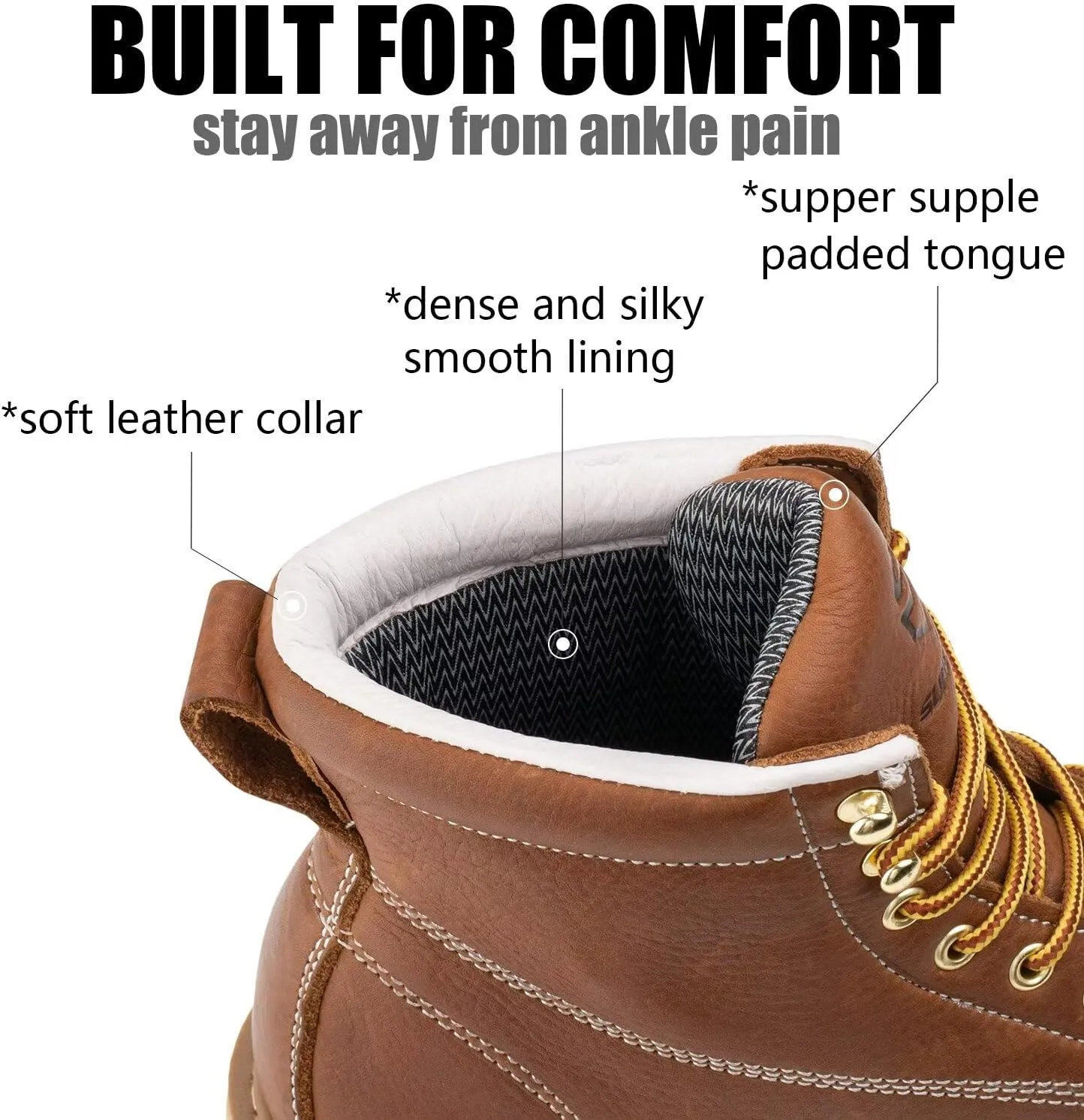 SUREWAY 6 Wedge Moc Toe Work Boots for Men - Soft Toe,Premium Full-Grain Leather,Lightweight Work Boots/Shoes,Comfort Insole,Oil/Slip Resistant,Real Goodyear,EH Rated Industrial Construction Boots