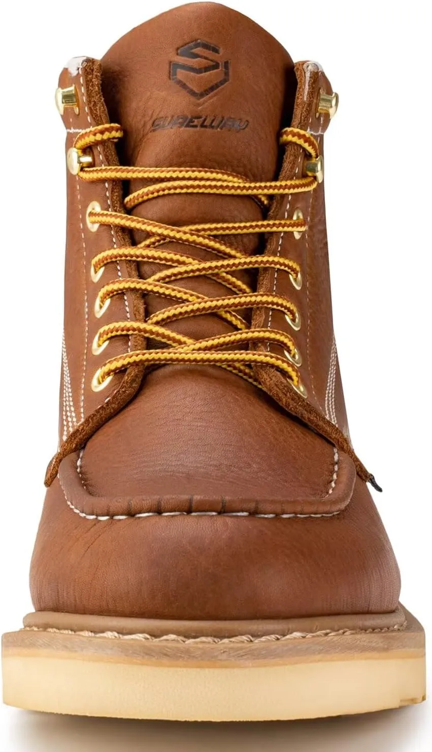 SUREWAY 6 Wedge Moc Toe Work Boots for Men - Soft Toe,Premium Full-Grain Leather,Lightweight Work Boots/Shoes,Comfort Insole,Oil/Slip Resistant,Real Goodyear,EH Rated Industrial Construction Boots