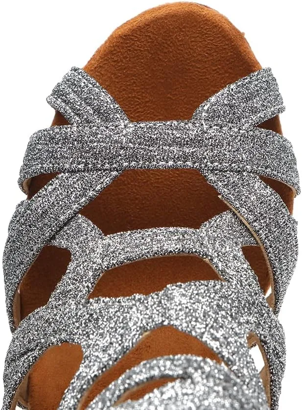 SWDZM Dancing Boots Women Latin Ballroom Ankle Dance Shoes Open Toe Performance Dance Heels