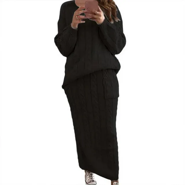 Two Piece Knitted Skirt Set