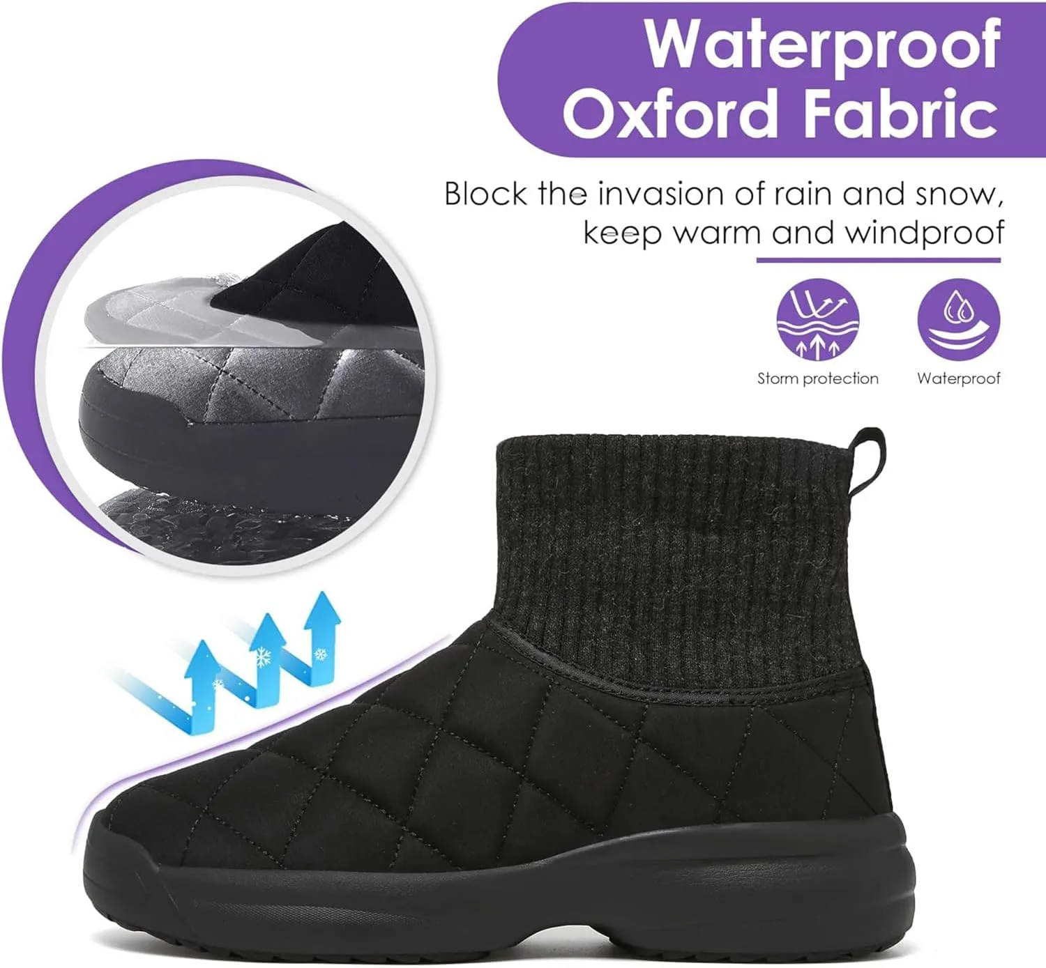 ulogu Snow Boots for Men WomenInsulated Waterproof Fur Lined BootiesNon Slip Lightweight Winter Shoes