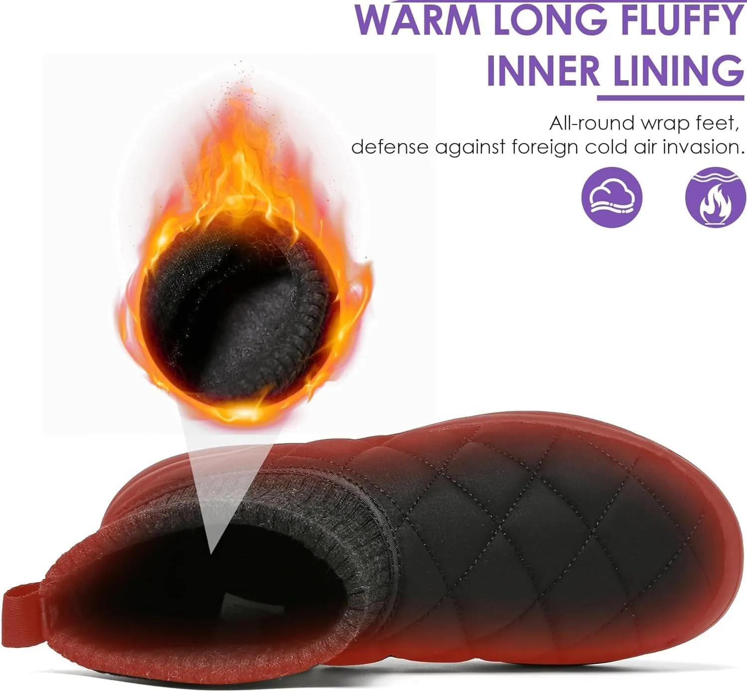 ulogu Snow Boots for Men WomenInsulated Waterproof Fur Lined BootiesNon Slip Lightweight Winter Shoes