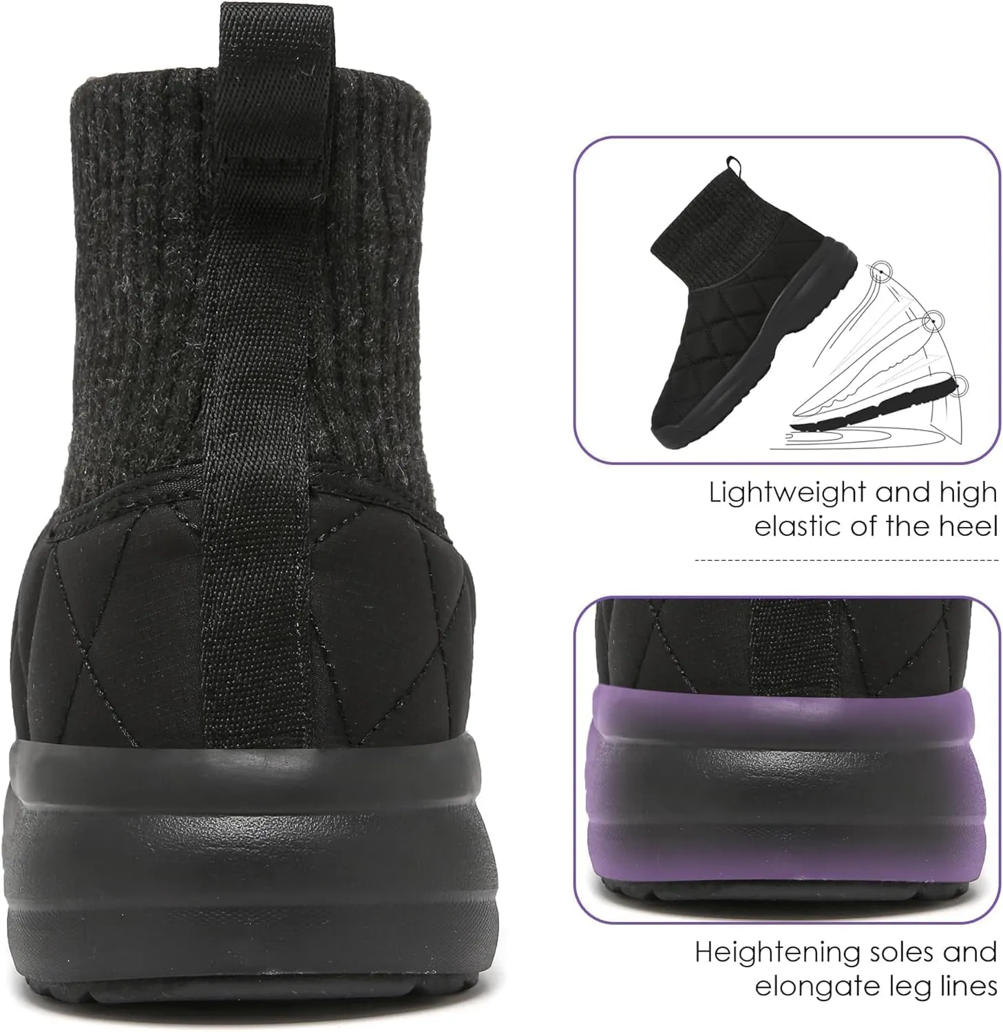 ulogu Snow Boots for Men WomenInsulated Waterproof Fur Lined BootiesNon Slip Lightweight Winter Shoes