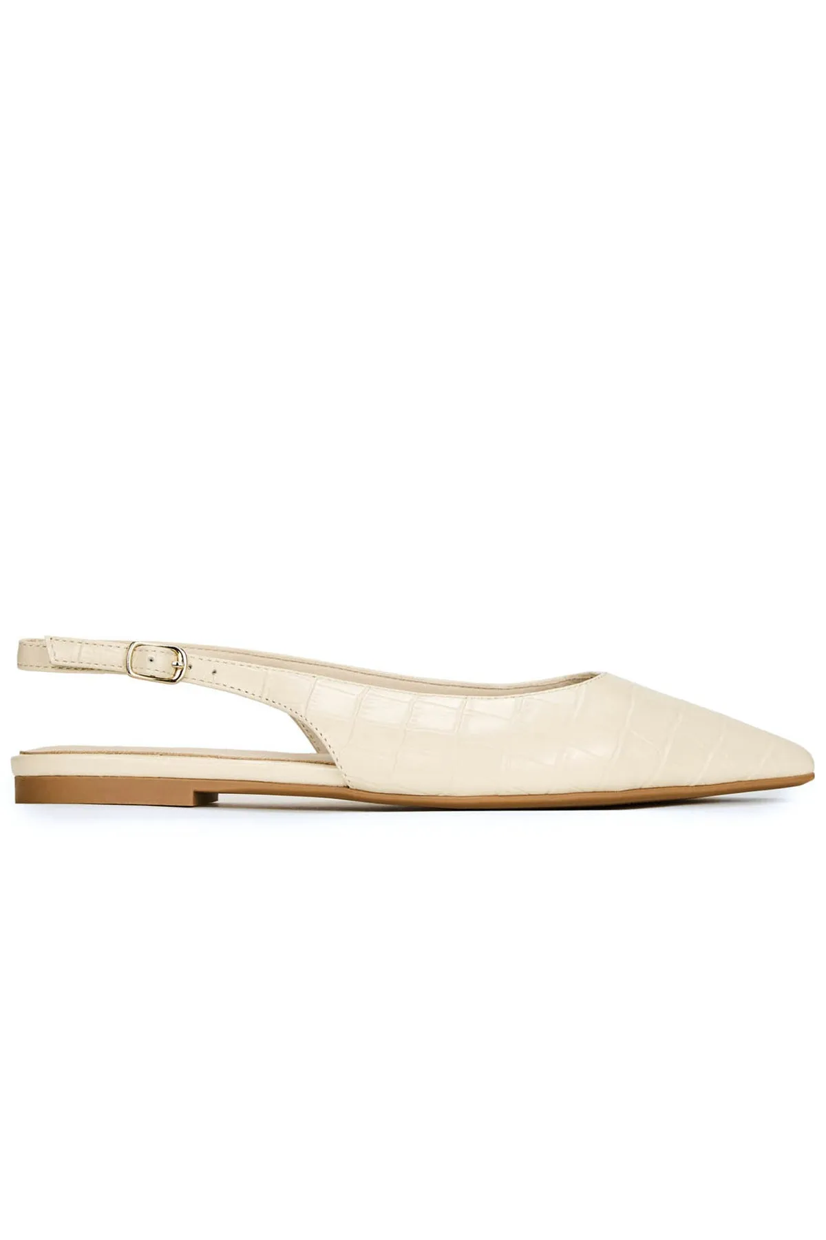 Vera Slingback Flat in Bone Croc