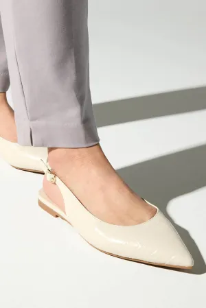 Vera Slingback Flat in Bone Croc