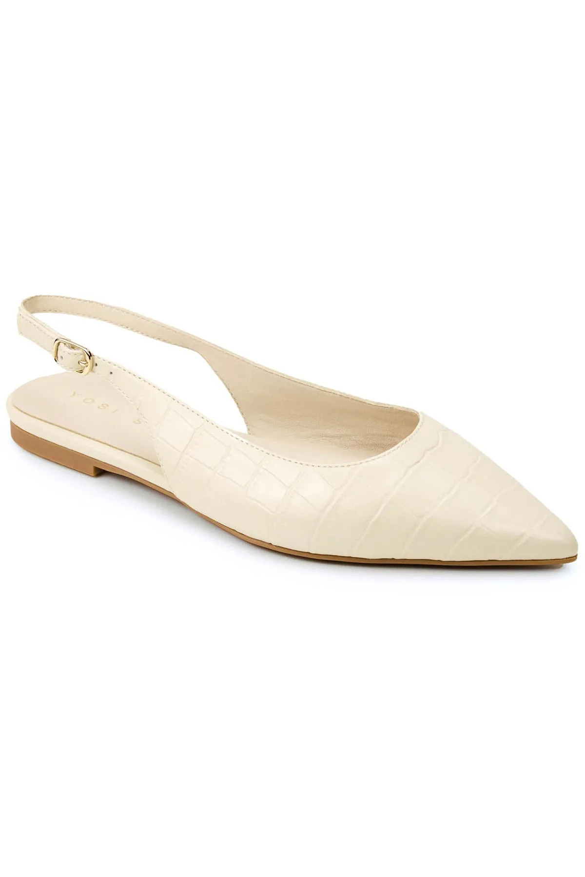Vera Slingback Flat in Bone Croc