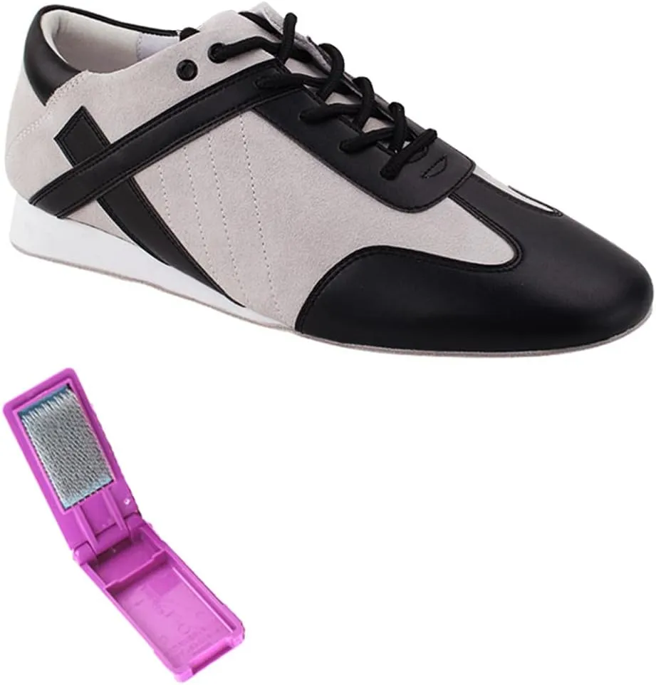 Very Fine Dance Shoes - Mens Latin, Rhythm Ballroom Dance Shoes - SERO106BBX - Flat Heel and Foldable Brush Bundle - Antonio - 10.5
