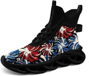Wide Toe Mid-top Boots for Women Mesh Slip On Fashion Walking Shoes Lightweight Lace-up Workout Sneakers Anti-skid