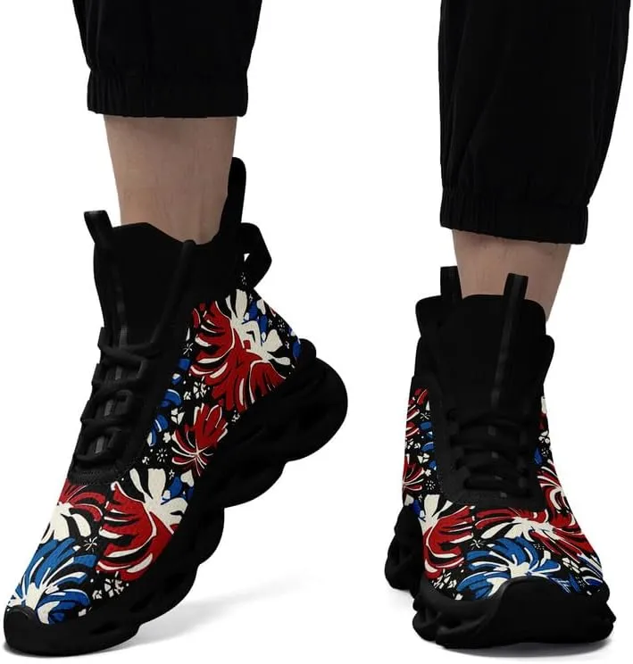 Wide Toe Mid-top Boots for Women Mesh Slip On Fashion Walking Shoes Lightweight Lace-up Workout Sneakers Anti-skid