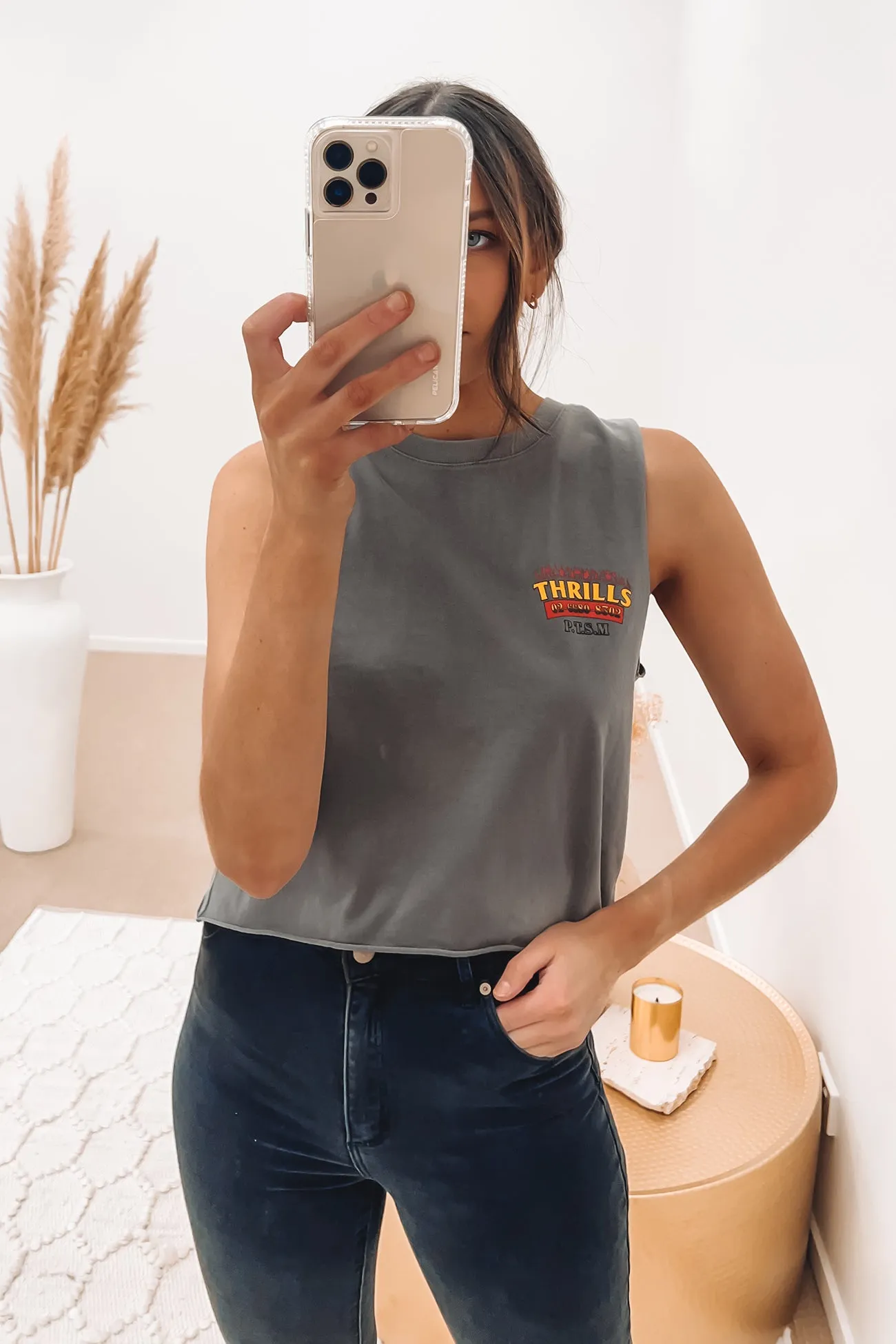 Wings Of Fire Crop Muscle Washed Grey