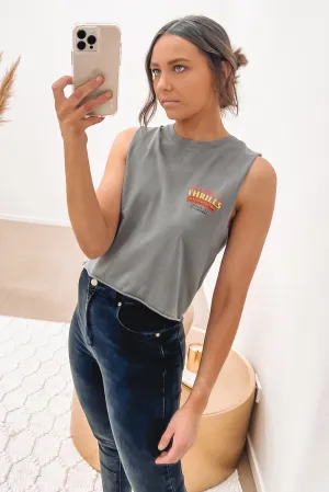 Wings Of Fire Crop Muscle Washed Grey