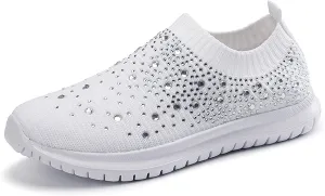 Women's Crystal Breathable Orthopedic Slip On Walking Shoes, Fashion Sneakers for Women, Orthopedic Shoes for Women