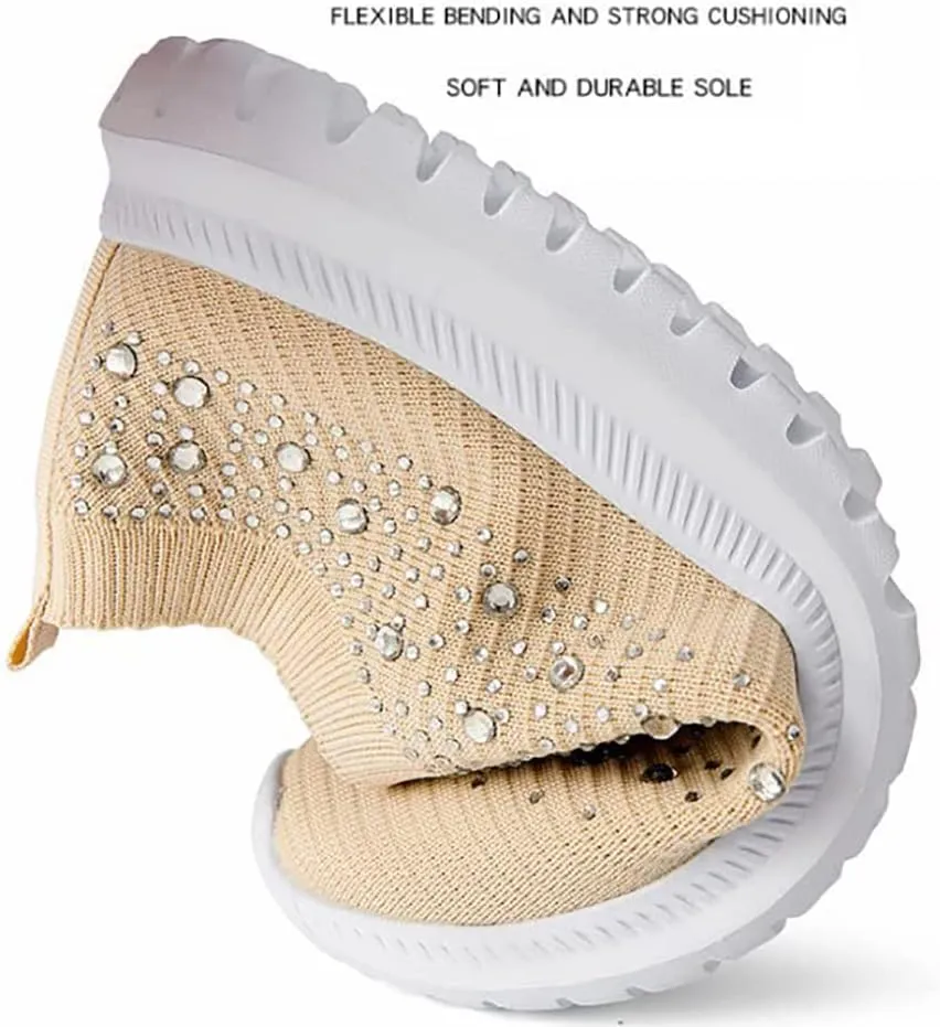 Women's Crystal Breathable Orthopedic Slip On Walking Shoes, Fashion Sneakers for Women, Orthopedic Shoes for Women
