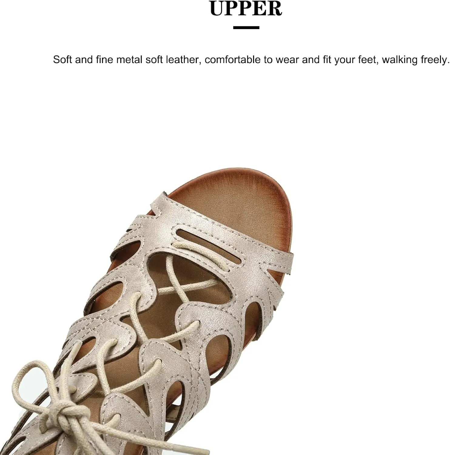 Women's Open Toe Wedge Gladiator Sandals,Strappy Zipper Orthopedic Roman Sandals,Fish Mouth Round Toe Cage Beach Sandals