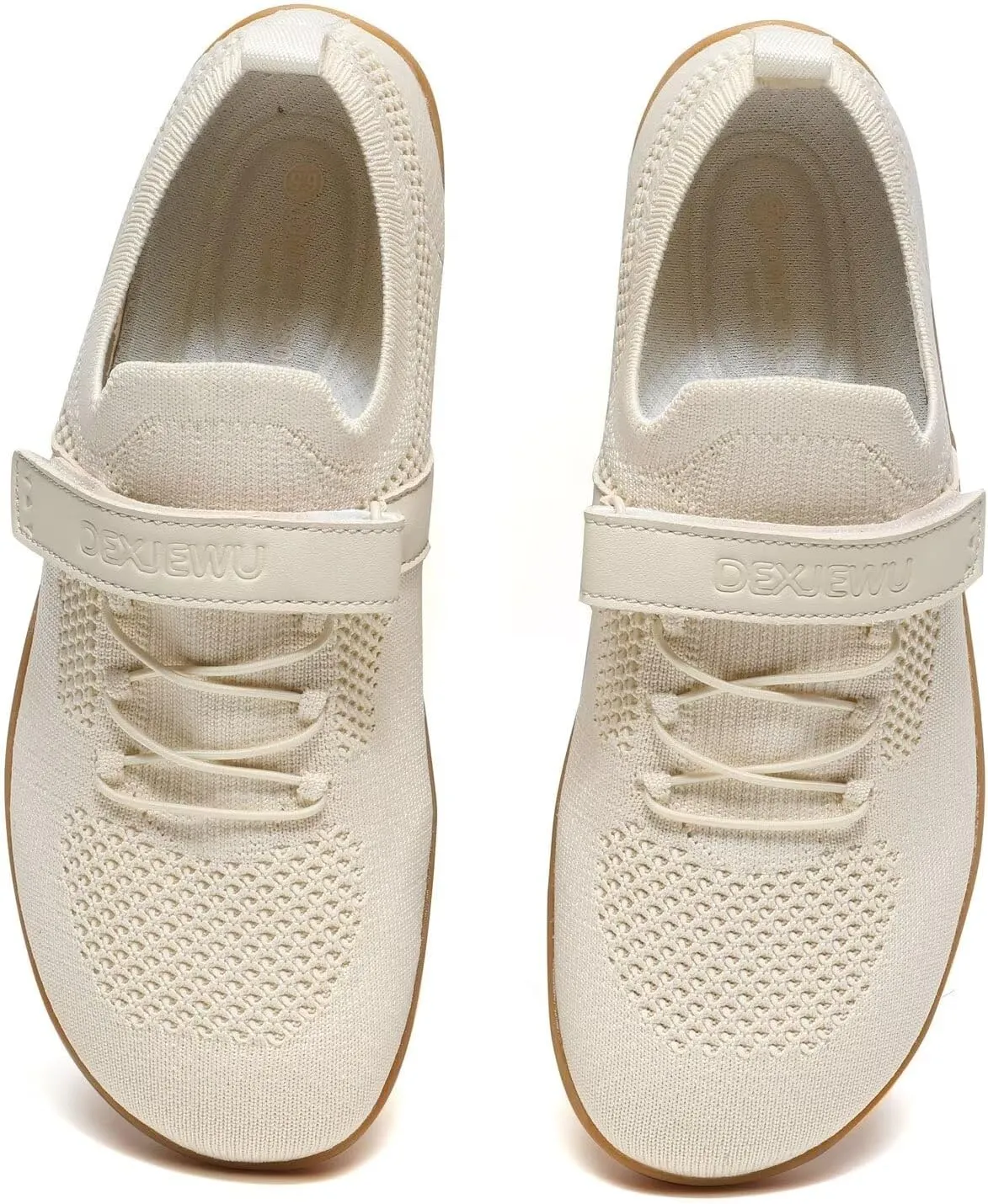 Womens Wide Toe Walking Shoes Casual Tennis Gym Athletic Flats Slip-on Sneakers with Hook and Loop Strap