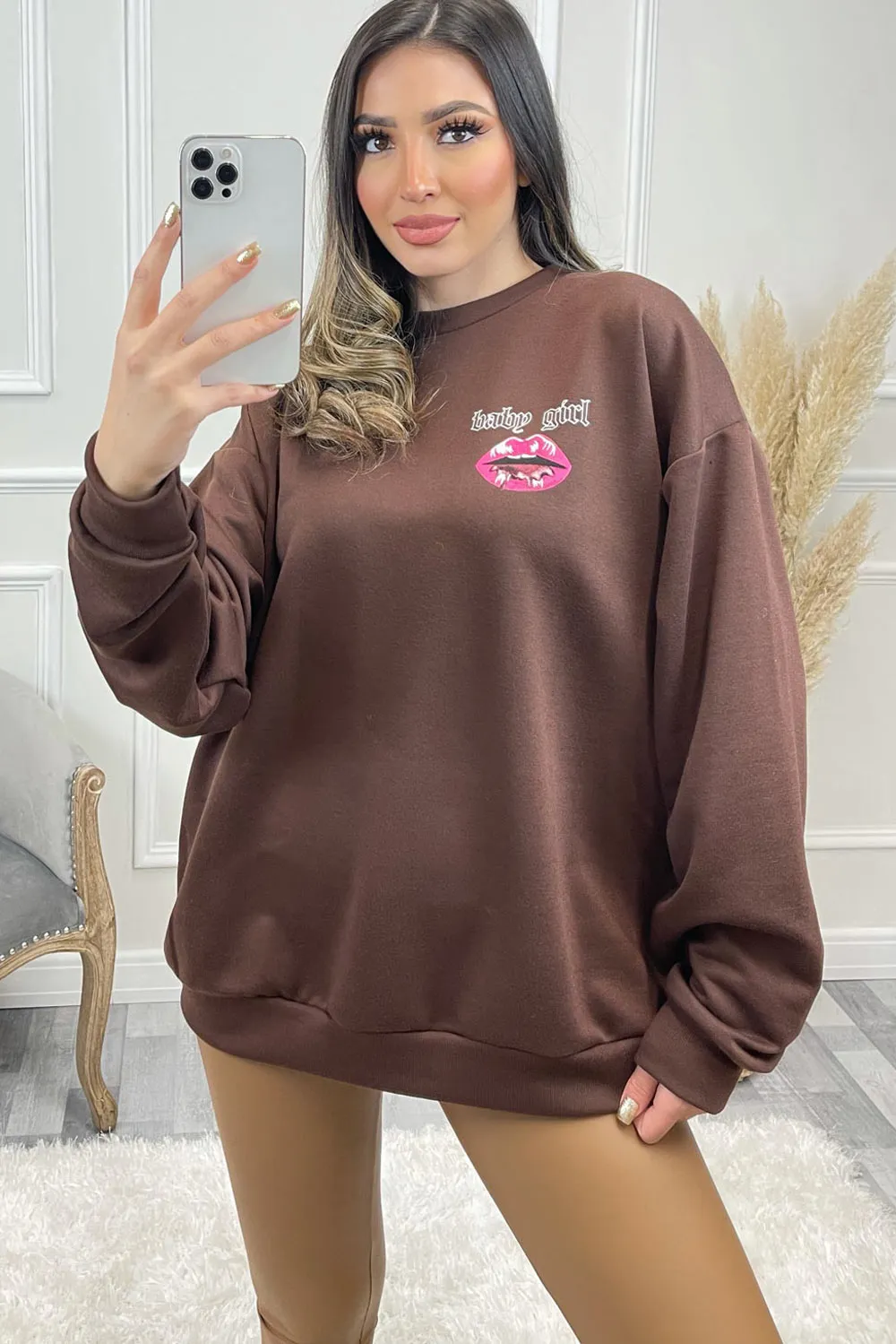 Zaira Brown 'Baby Girl' Slogan Sweatshirt
