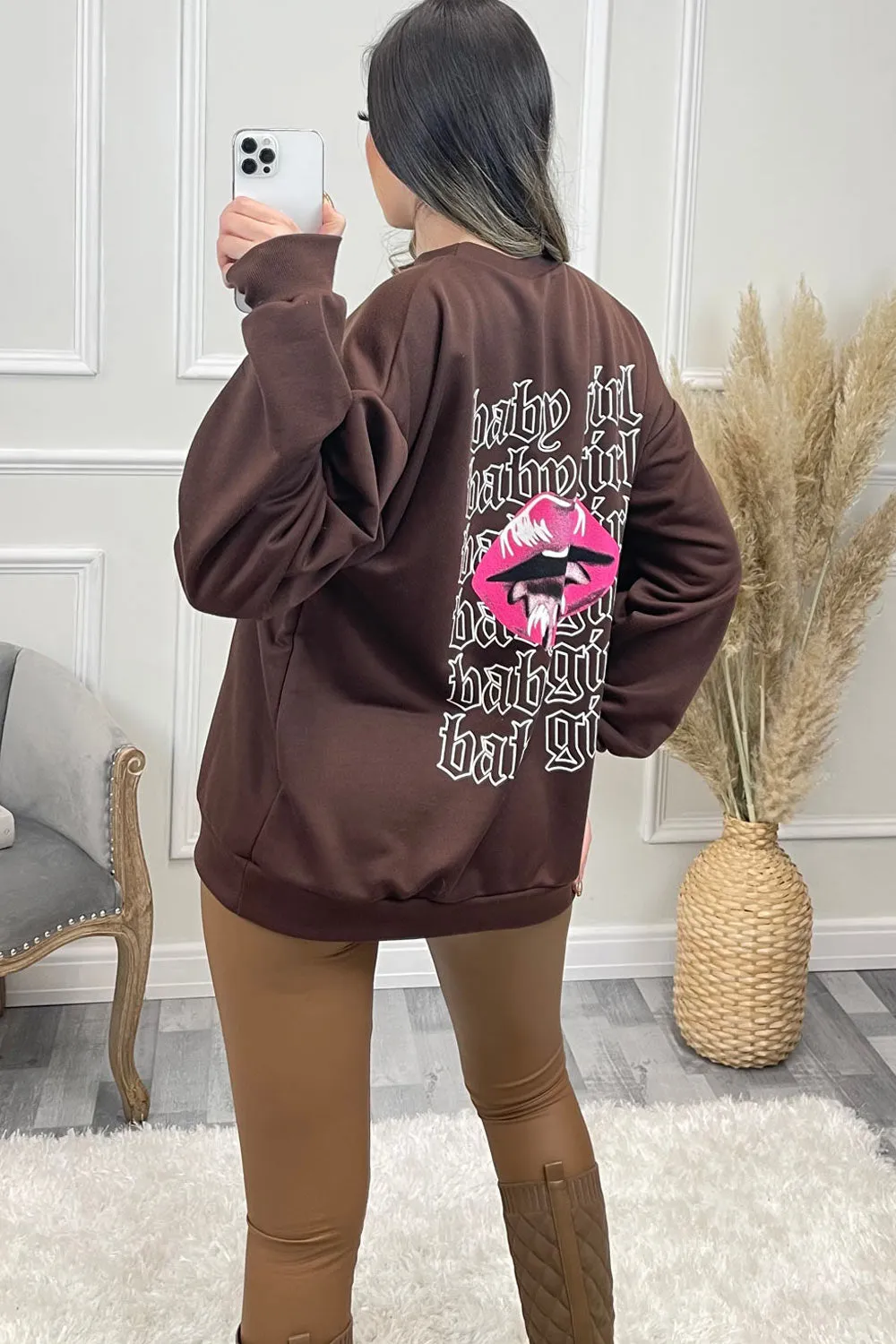 Zaira Brown 'Baby Girl' Slogan Sweatshirt