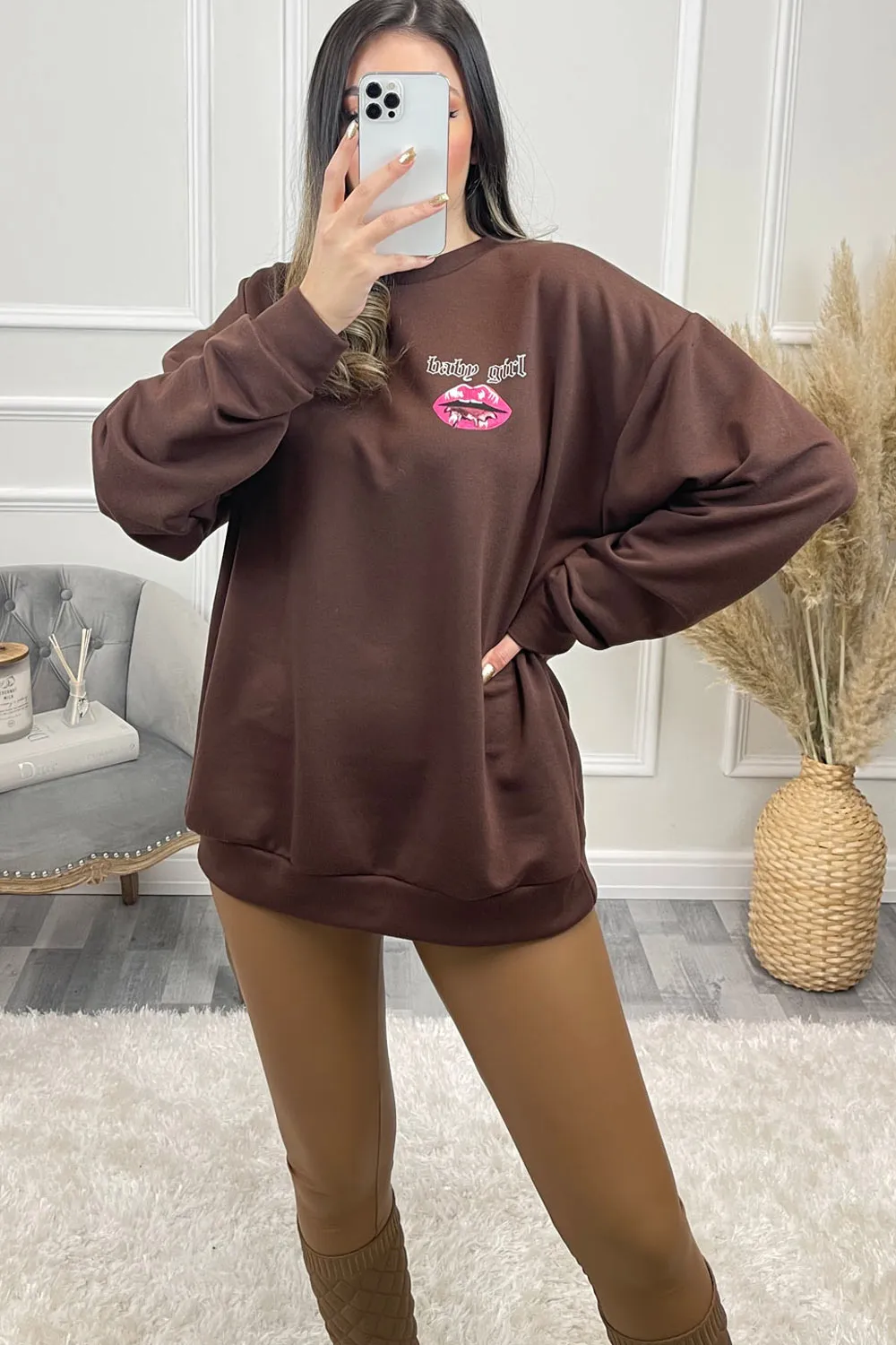 Zaira Brown 'Baby Girl' Slogan Sweatshirt