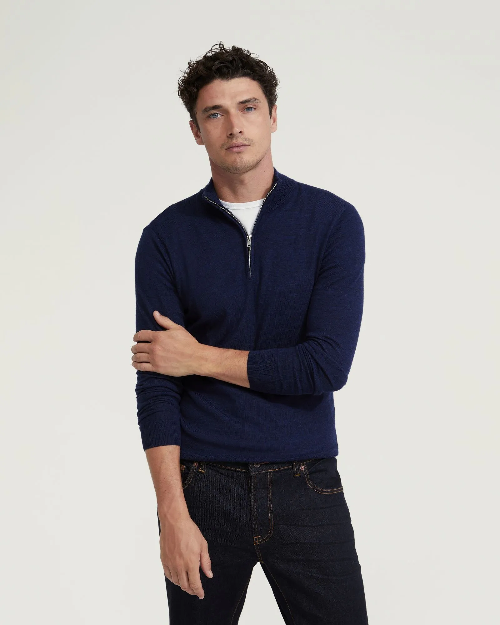 Zip Neck Merino Wool Knit