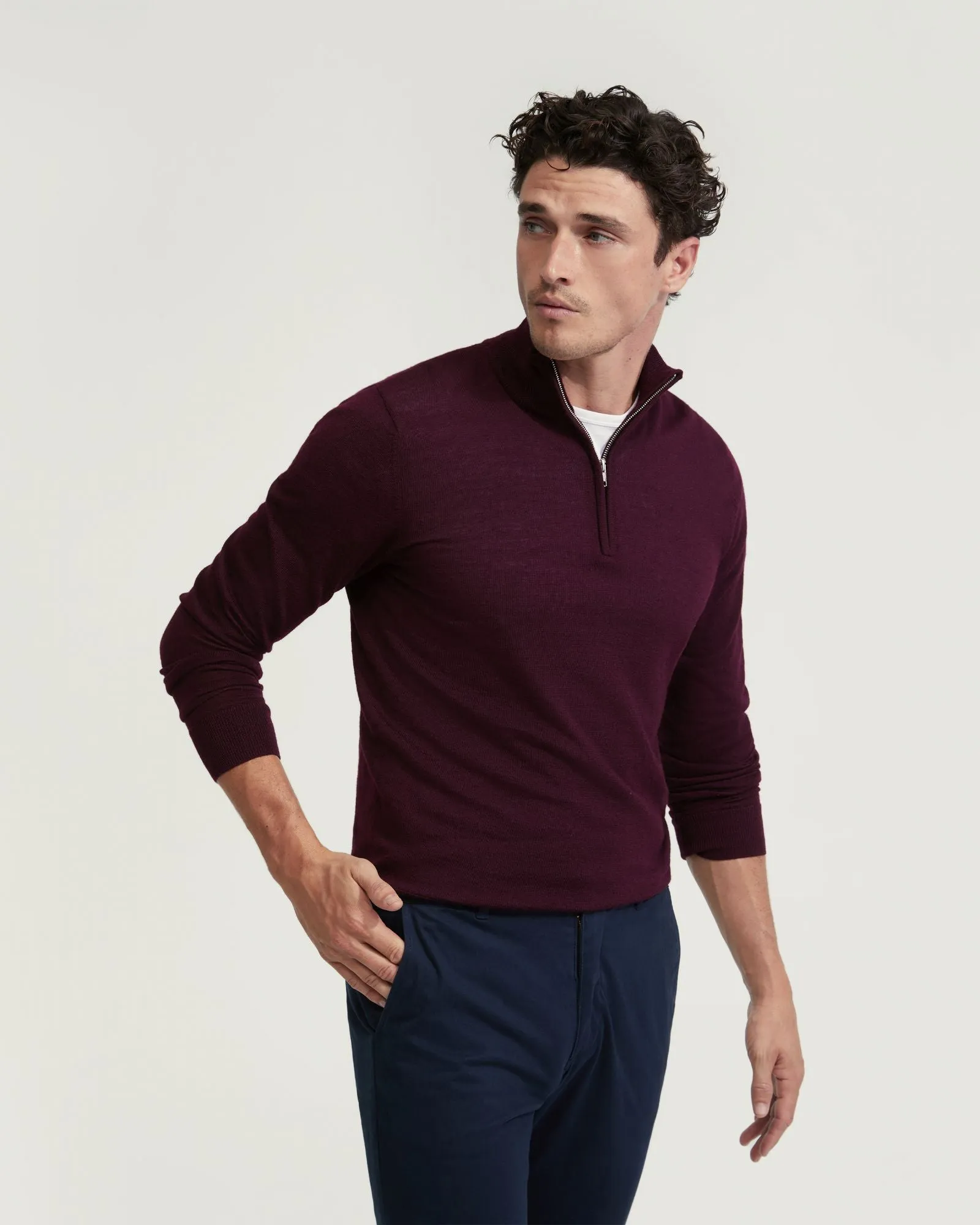 Zip Neck Merino Wool Knit